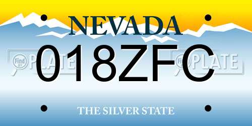 018ZFC Nevada License Plate