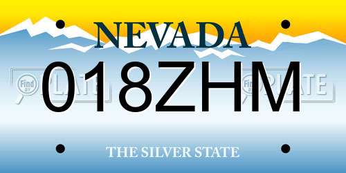 018ZHM Nevada License Plate