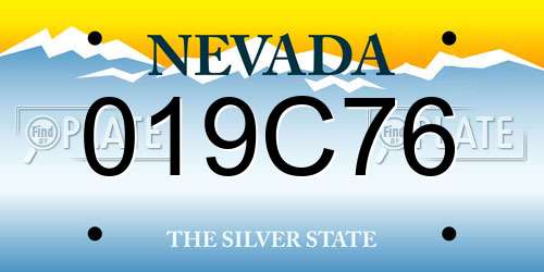 019C76 Nevada License Plate