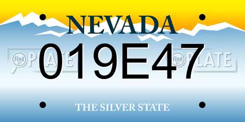 019E47 Nevada License Plate