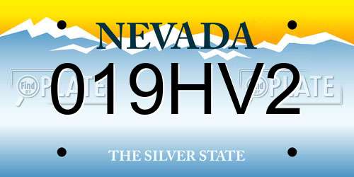 019HV2 Nevada License Plate
