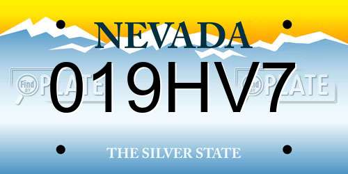 019HV7 Nevada License Plate