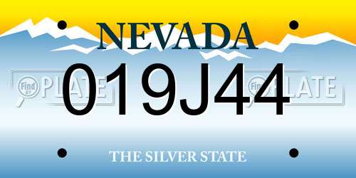 019J44 Nevada License Plate