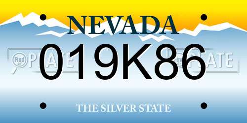 019K86 Nevada License Plate