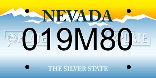 019M80 Nevada License Plate
