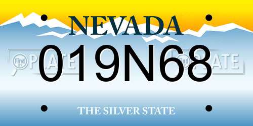 019N68 Nevada License Plate