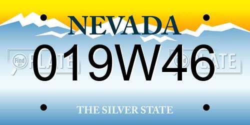 019W46 Nevada License Plate