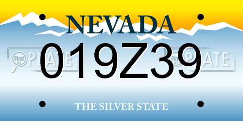 019Z39 Nevada License Plate