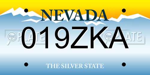 019ZKA Nevada License Plate