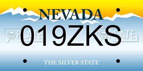 019ZKS Nevada License Plate
