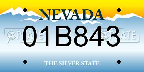 01B843 Nevada License Plate