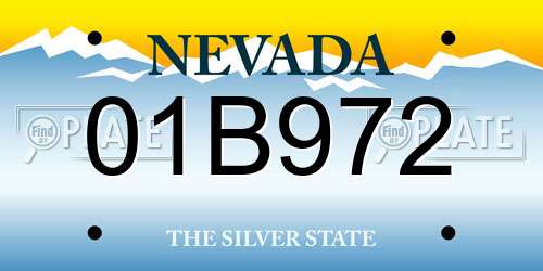 01B972 Nevada License Plate