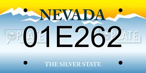 01E262 Nevada License Plate