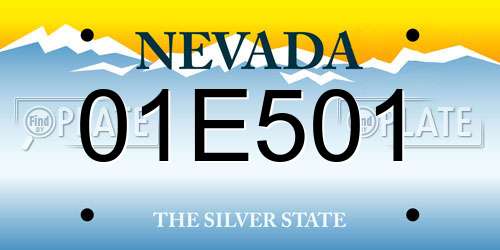 01E501 Nevada License Plate