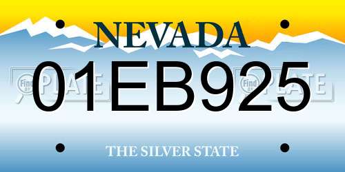 01EB925 Nevada License Plate
