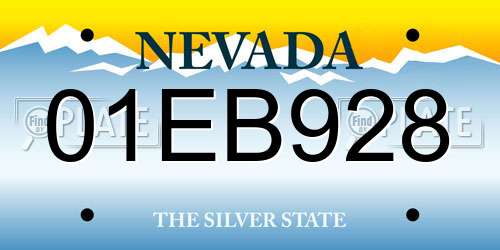 01EB928 Nevada License Plate