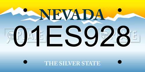 01ES928 Nevada License Plate