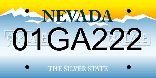 01GA222 Nevada License Plate