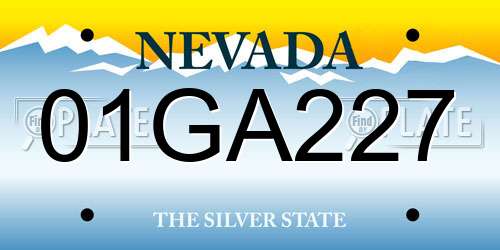 01GA227 Nevada License Plate