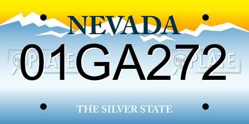01GA272 Nevada License Plate