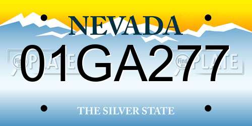 01GA277 Nevada License Plate