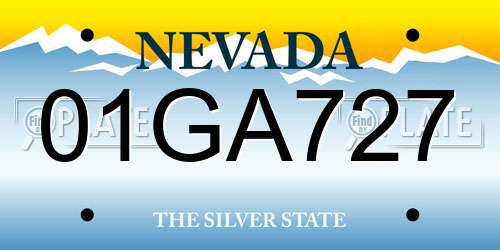 01GA727 Nevada License Plate
