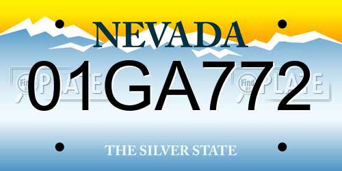 01GA772 Nevada License Plate