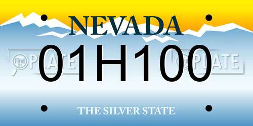 01H100 Nevada License Plate