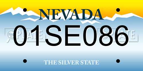 01SE086 Nevada License Plate