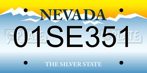 01SE351 Nevada License Plate