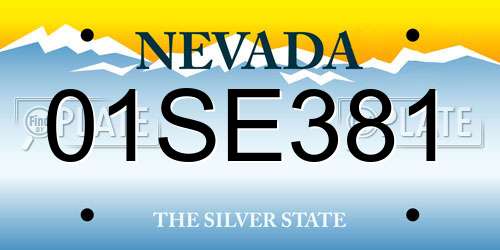 01SE381 Nevada License Plate