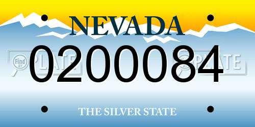 0200084 Nevada License Plate