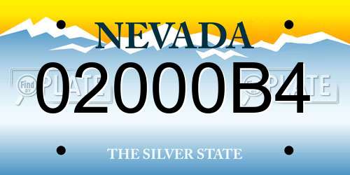 02000B4 Nevada License Plate