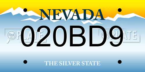 020BD9 Nevada License Plate