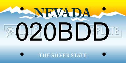 020BDD Nevada License Plate