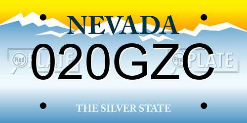 020GZC Nevada License Plate