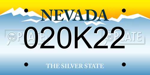 020K22 Nevada License Plate