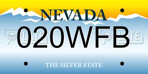 020WFB Nevada License Plate
