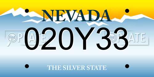 020Y33 Nevada License Plate