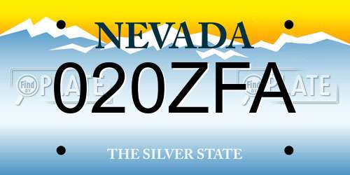 020ZFA Nevada License Plate