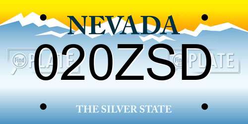 020ZSD Nevada License Plate