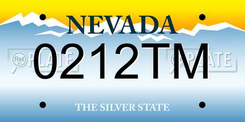 0212TM Nevada License Plate