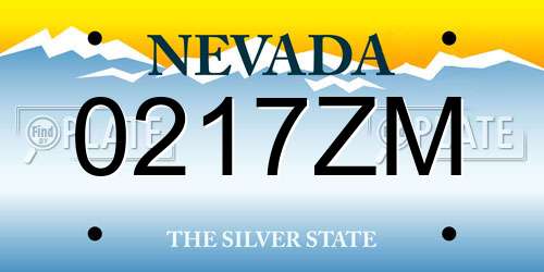 0217ZM Nevada License Plate