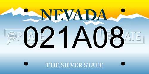 021A08 Nevada License Plate