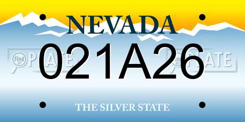 021A26 Nevada License Plate