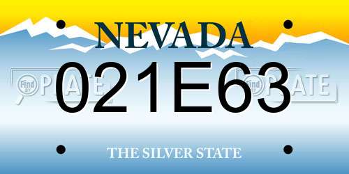 021E63 Nevada License Plate
