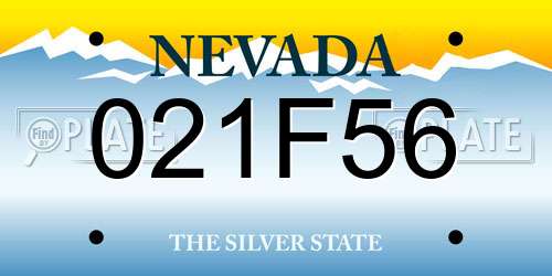 021F56 Nevada License Plate