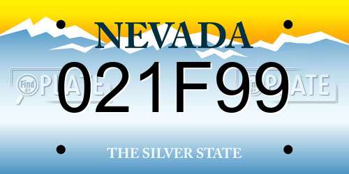 021F99 Nevada License Plate