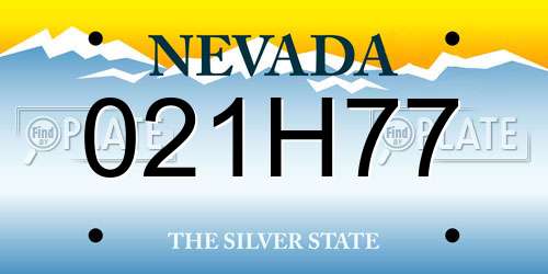 021H77 Nevada License Plate