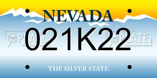 021K22 Nevada License Plate